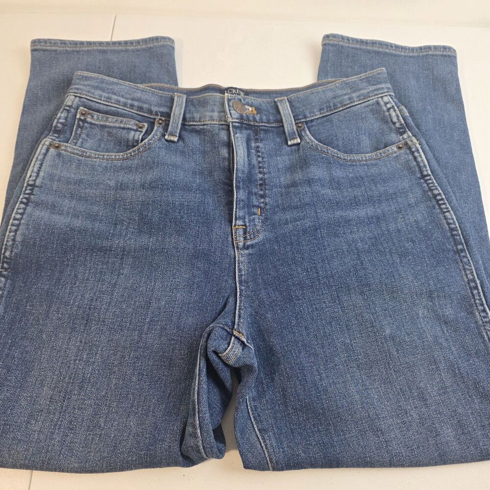 J. Crew Classic Vintage High Rise Jeans Womens 27P Petite Blue Straight EUC Dark